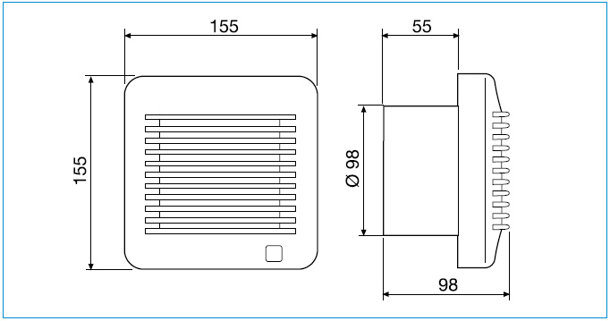Dimensiuni - Ventilatoare axiale pentru baie seria EDM-100