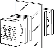 Exemple instalatii - montarea pe sticla - Ventilatoare axiale pentru baie seria EDM